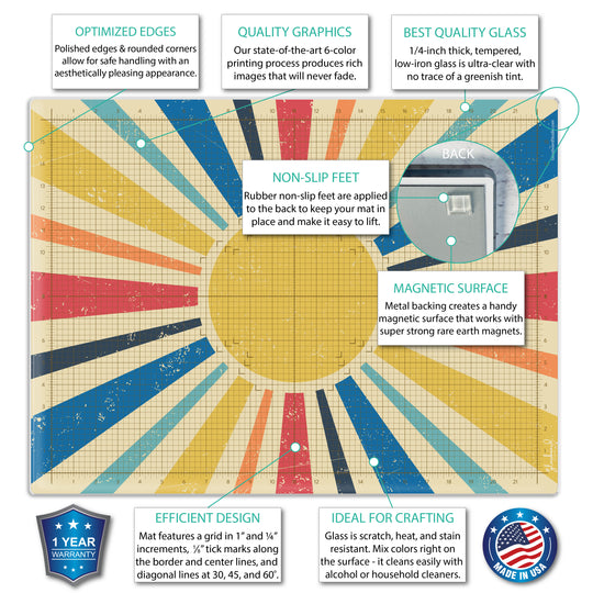 Retro Sun Magnetic Glass Craft Mat