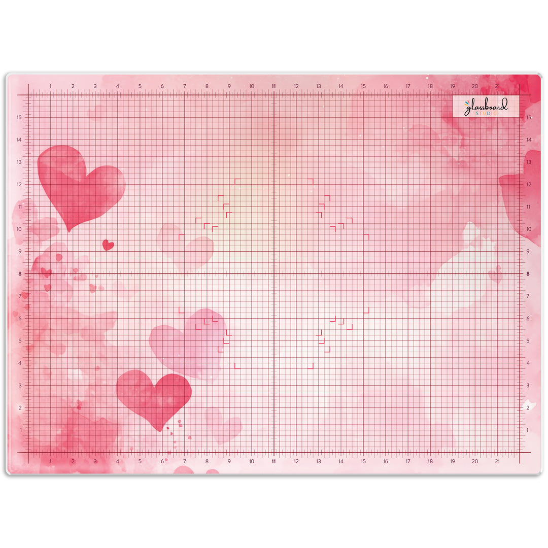 Watercolor Hearts Magnetic Glass Craft Mat