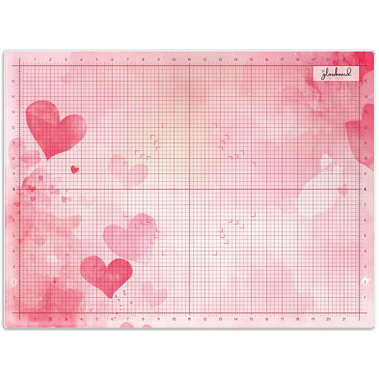 Watercolor Hearts Magnetic Glass Craft Mat