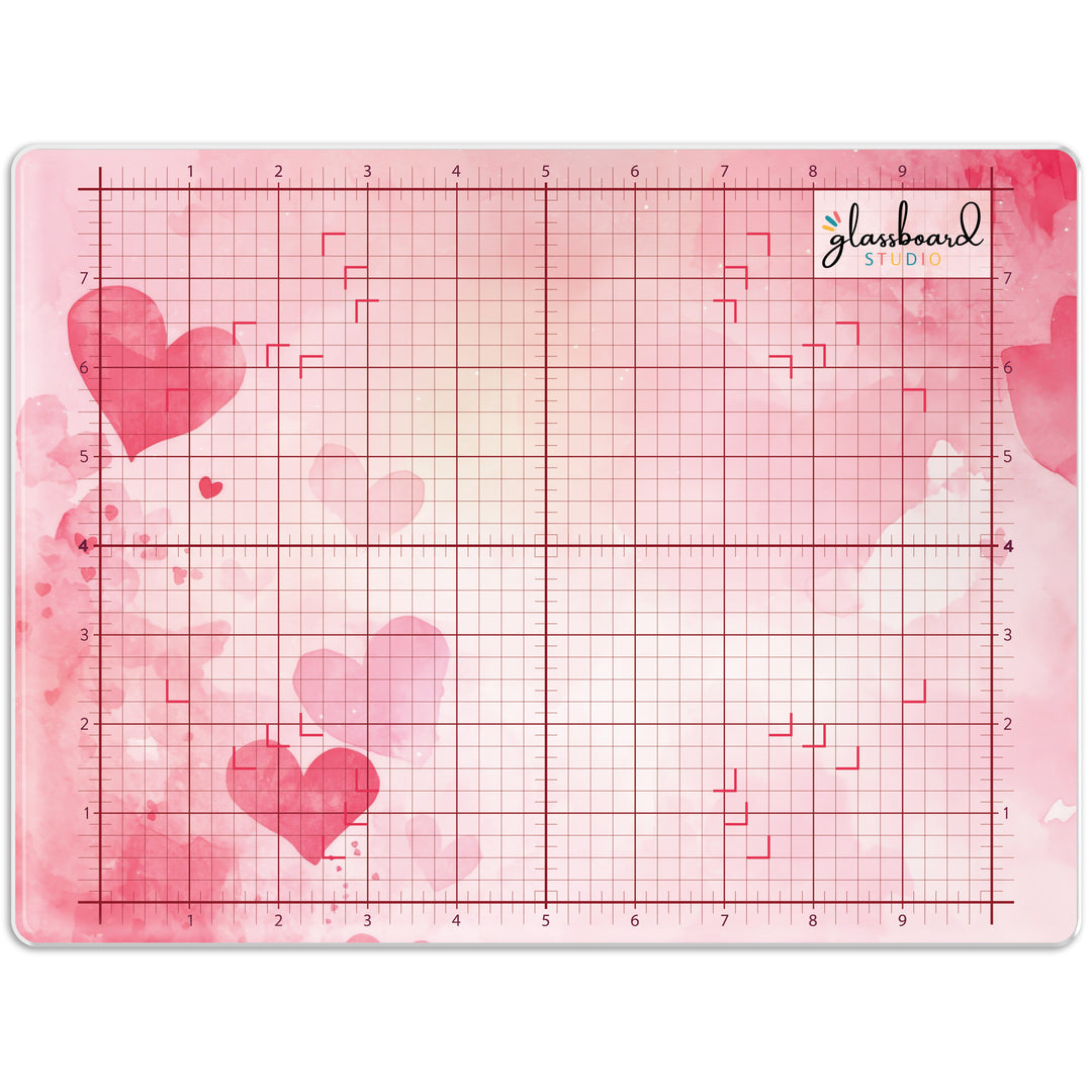 Watercolor Hearts Magnetic Glass Craft Mat