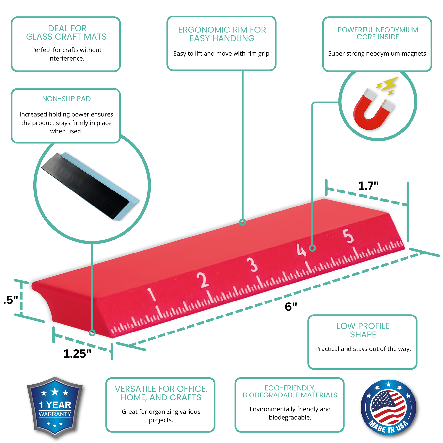 Lorell Magnetic Strip Ruler Magnetic Rulers for Precision Crafting | Glassboard Studio