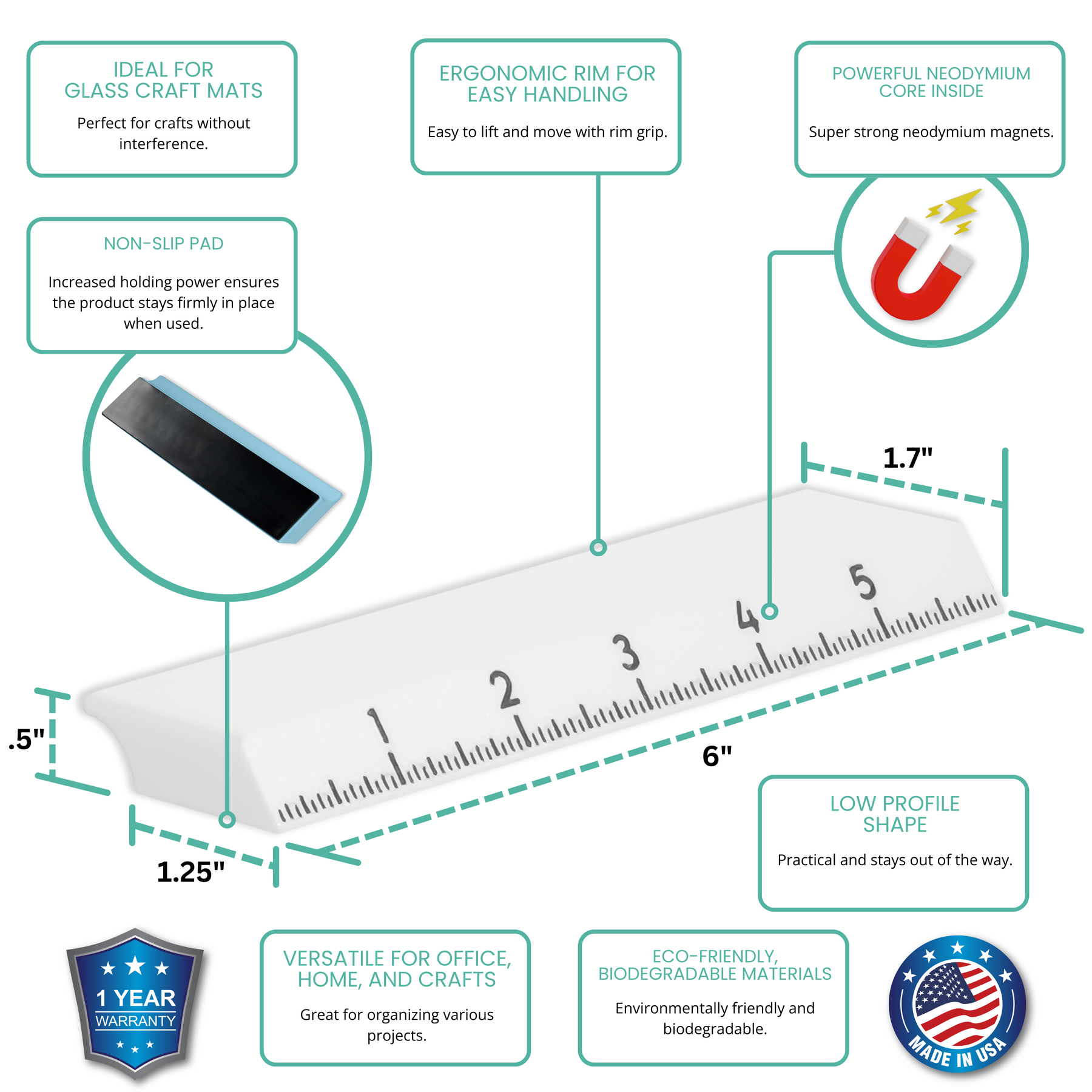 Powerbar Ao Ruler Magnetic Rulers for Precision Crafting | Glassboard Studio