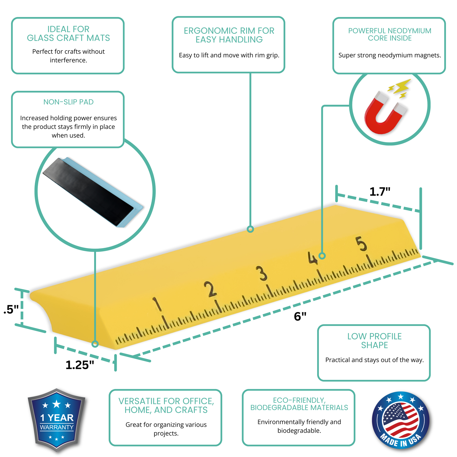 Number Bar Ruler Magnetic Rulers for Precision Crafting | Glassboard Studio