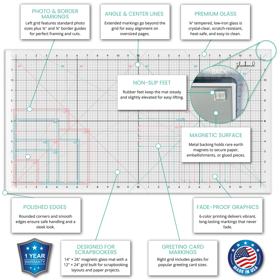 Scrapbook Magnetic Glass Craft Mat