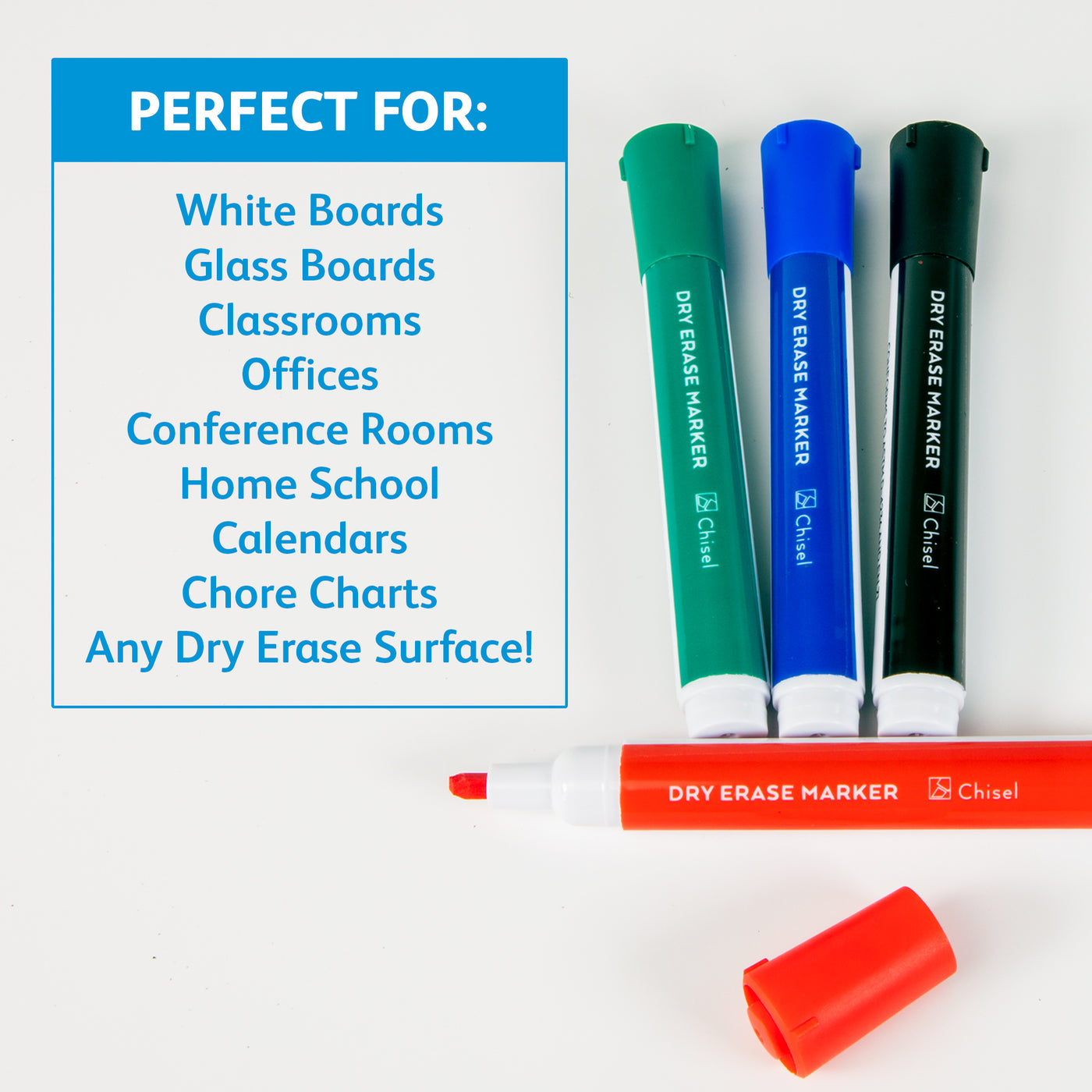Chisel Tip Dry-Erase Markers - 4 pack – Glassboard Studio