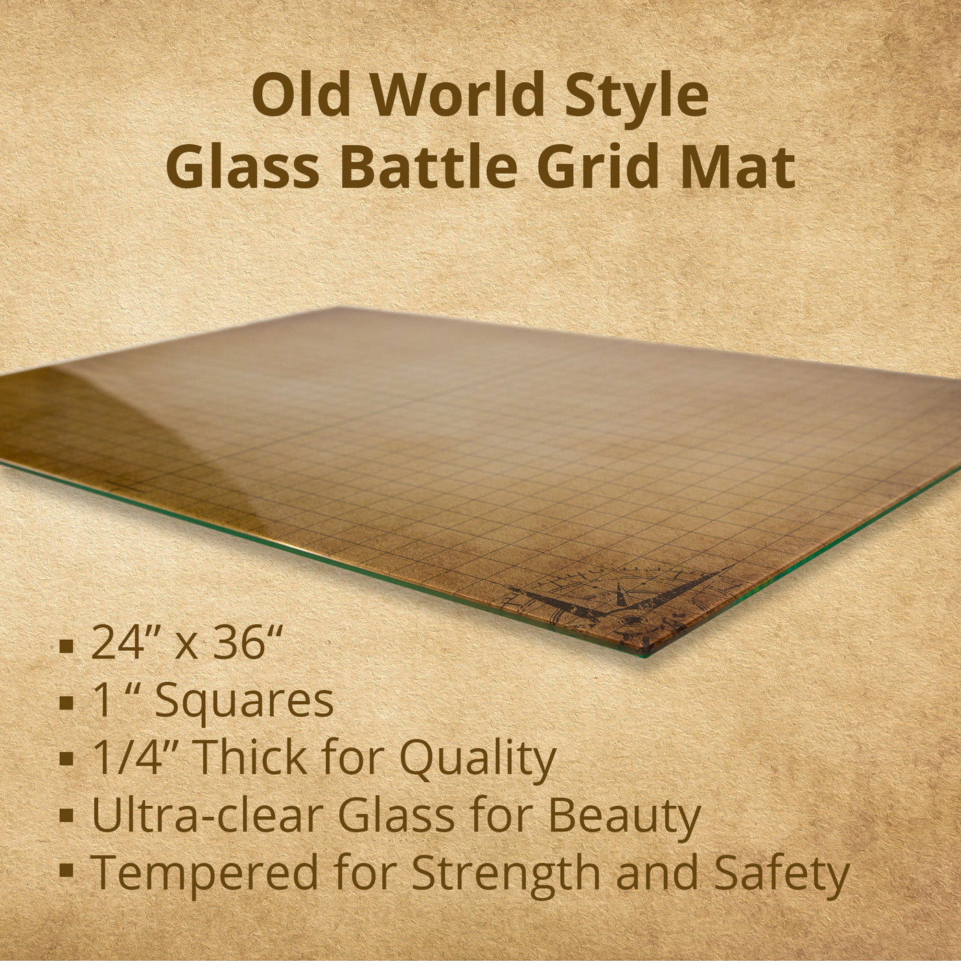 Battle Grid Game Mat for DND Role Play Glassboard