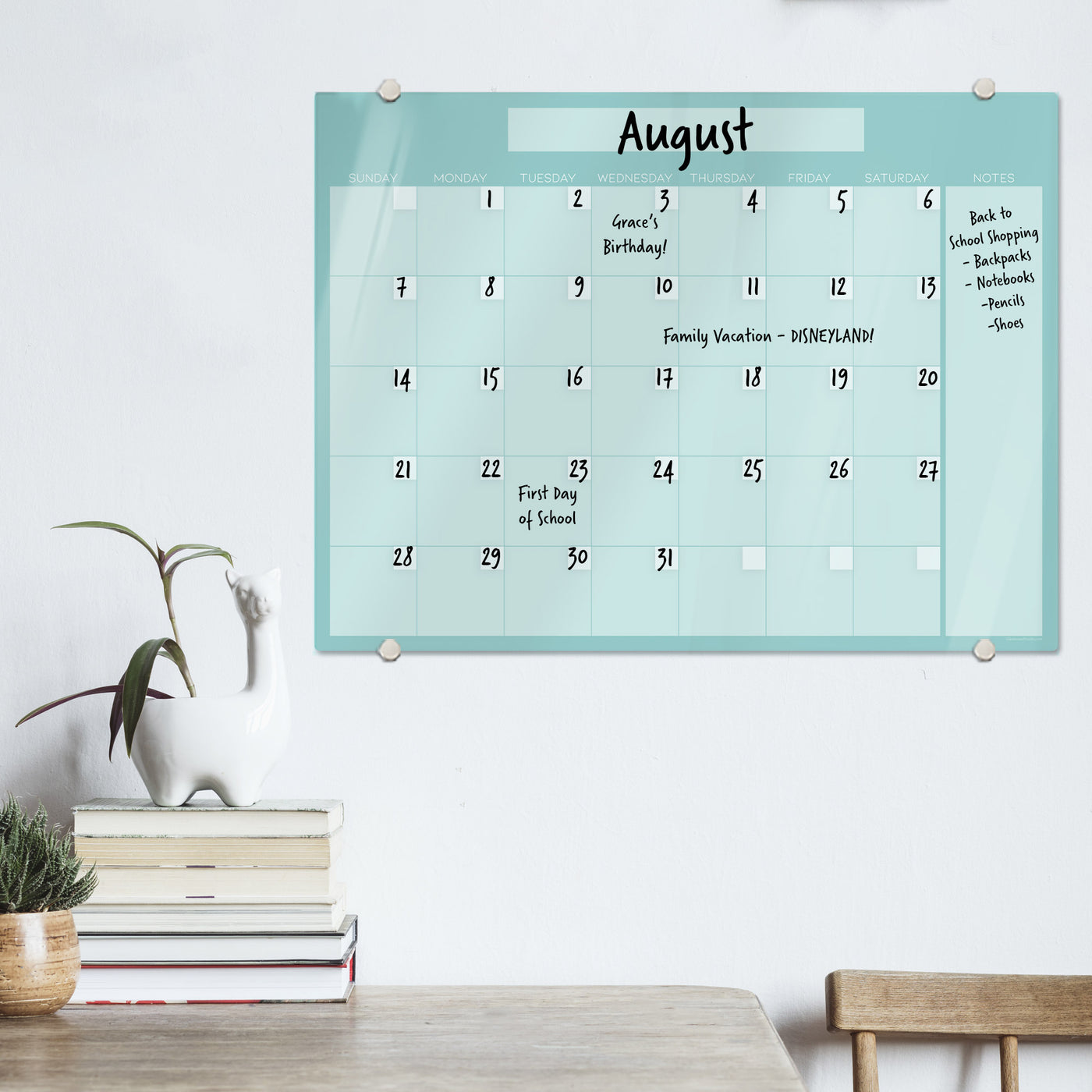 Aqua Calendar Glassboard