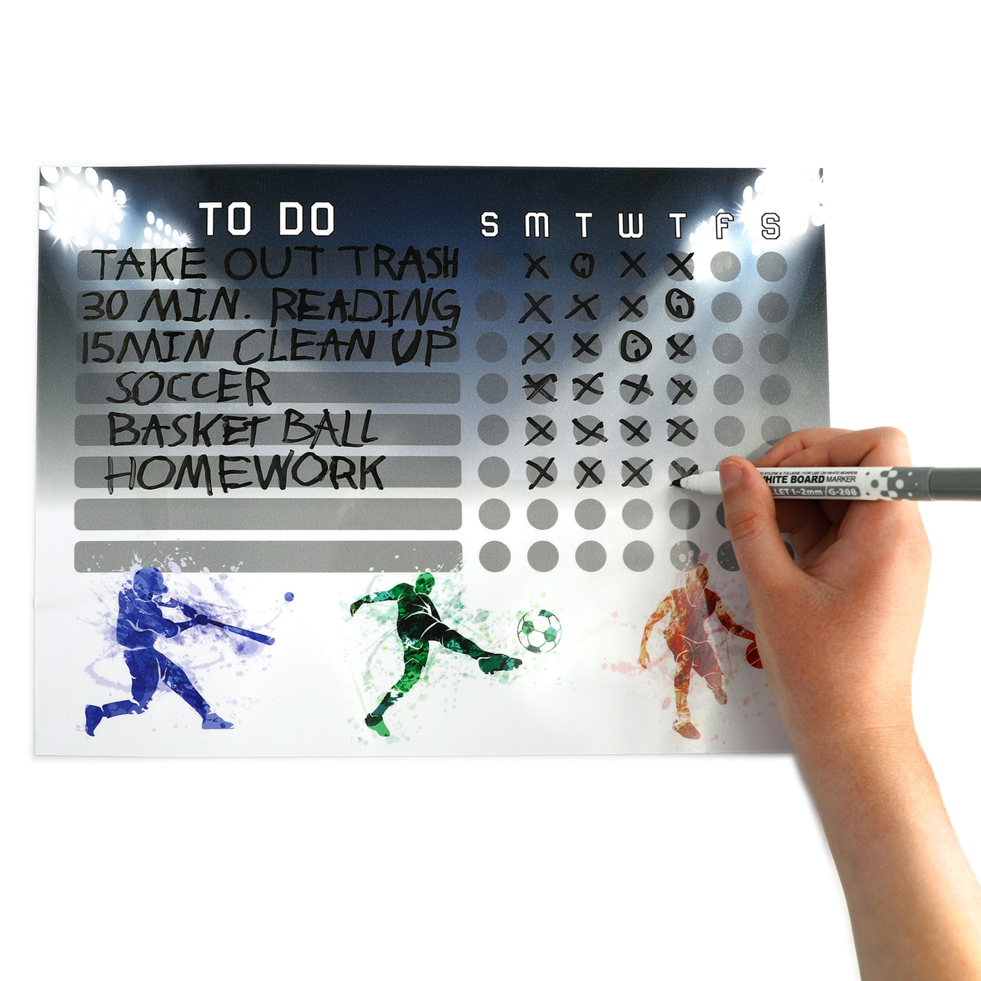 Athletes Kids Task Chart Sticker Doodle