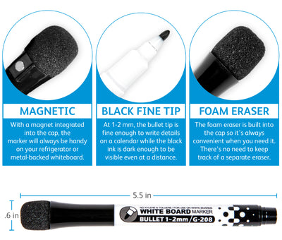 Fine Tip Dry-Erase Markers - 8 Pack