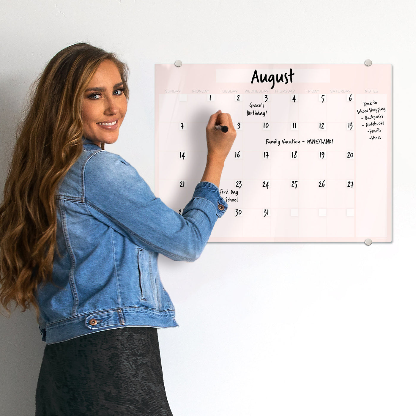 Blush Calendar Glassboard
