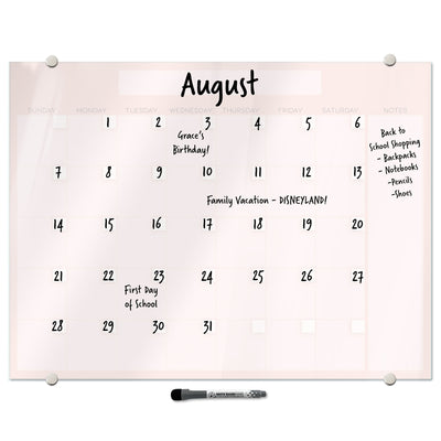 Blush Calendar Glassboard
