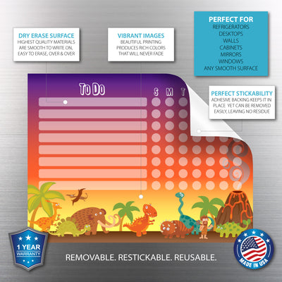 Dinosaur Kids Task Chart Sticker Doodles