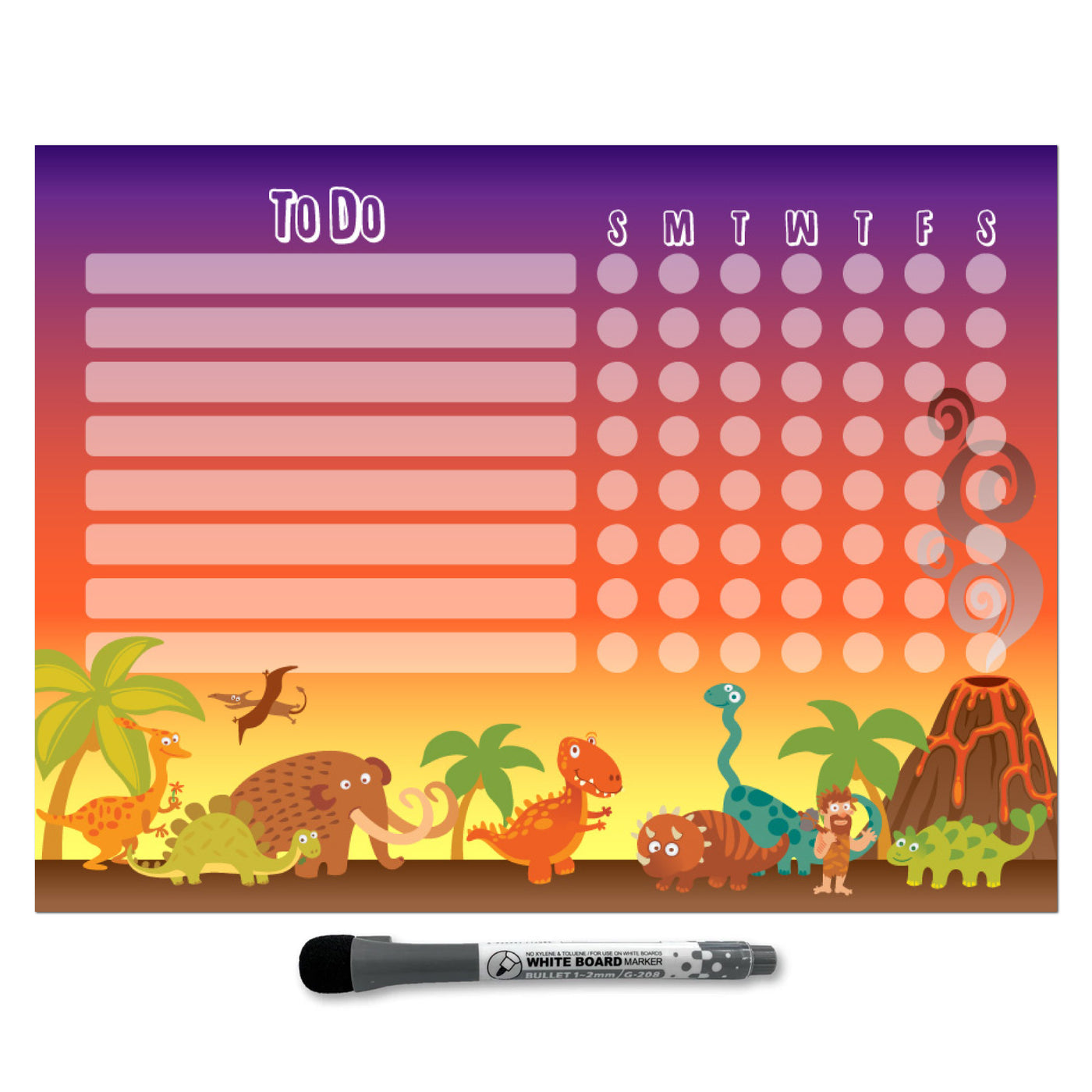 Dinosaur Kids Task Chart Sticker Doodles