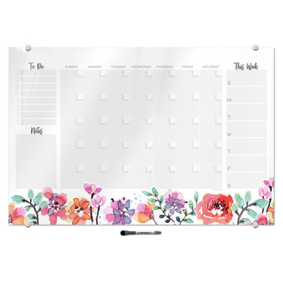 Command Center Calendar in Floral Glassboard