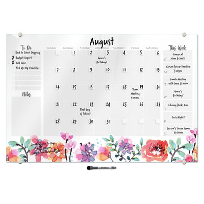 Command Center Calendar in Floral Glassboard