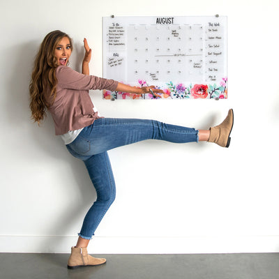 Command Center Calendar in Floral Glassboard