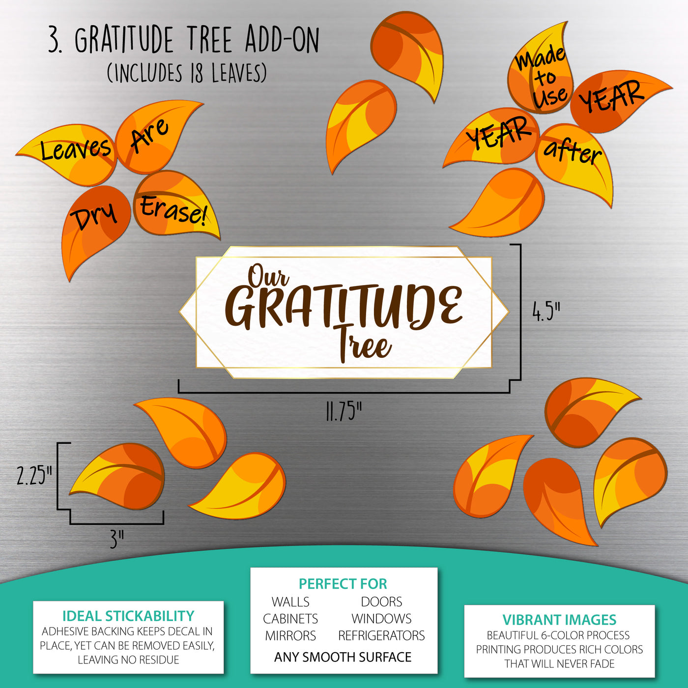 Gratitude Tree Dry Erase Sticker Doodle | Reusable!