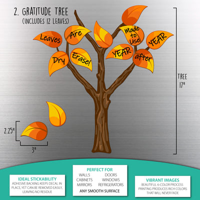 Gratitude Tree Dry Erase Sticker Doodle | Reusable!