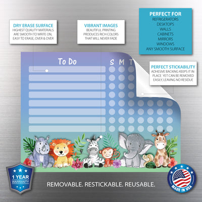 Jungle Animals Kids Task Chart Sticker Doodles