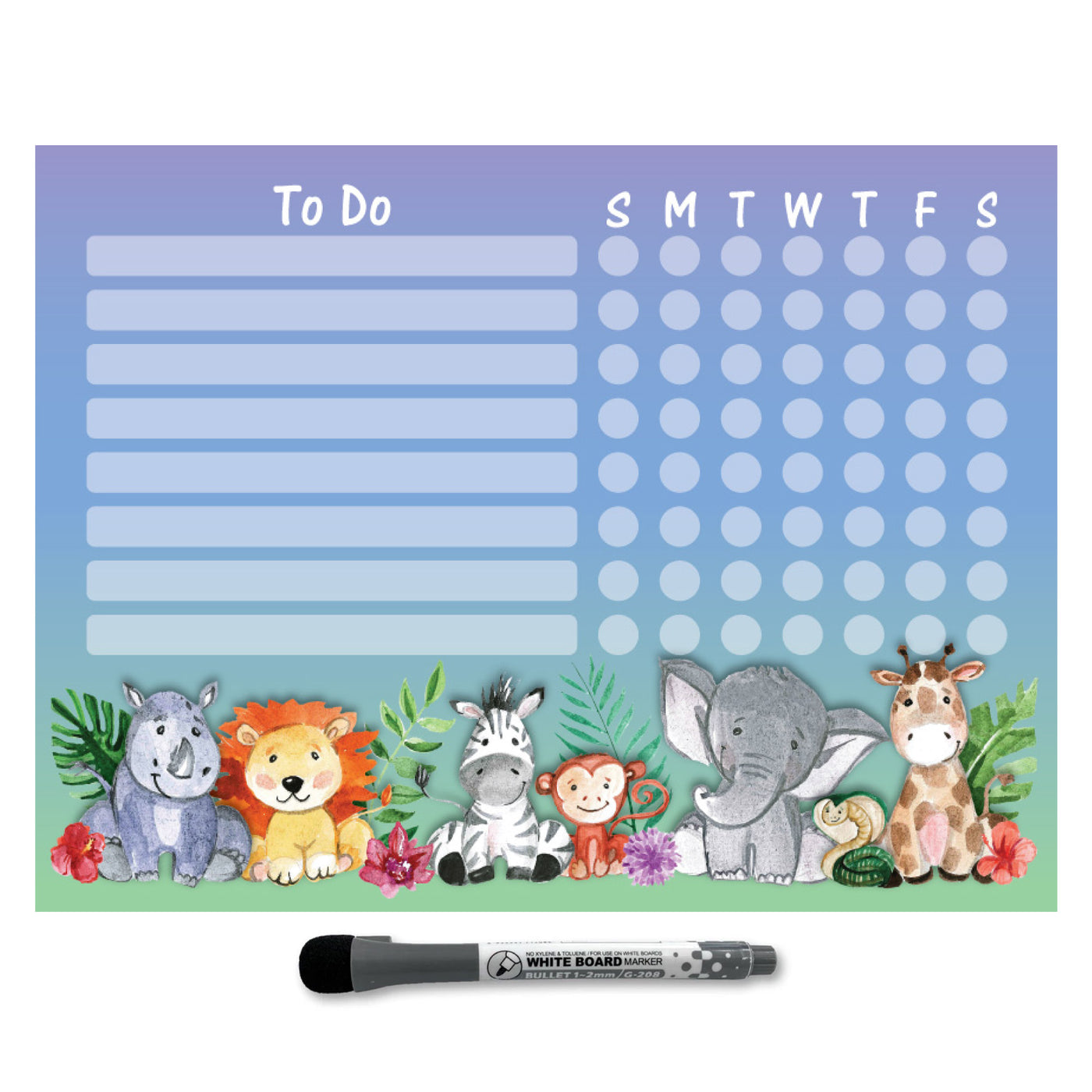 Jungle Animals Kids Task Chart Sticker Doodles