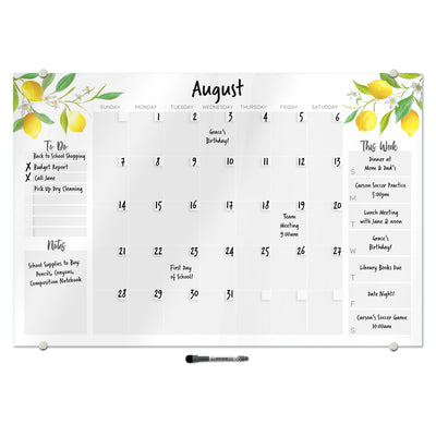 Command Center Calendar in Lemon Glassboard