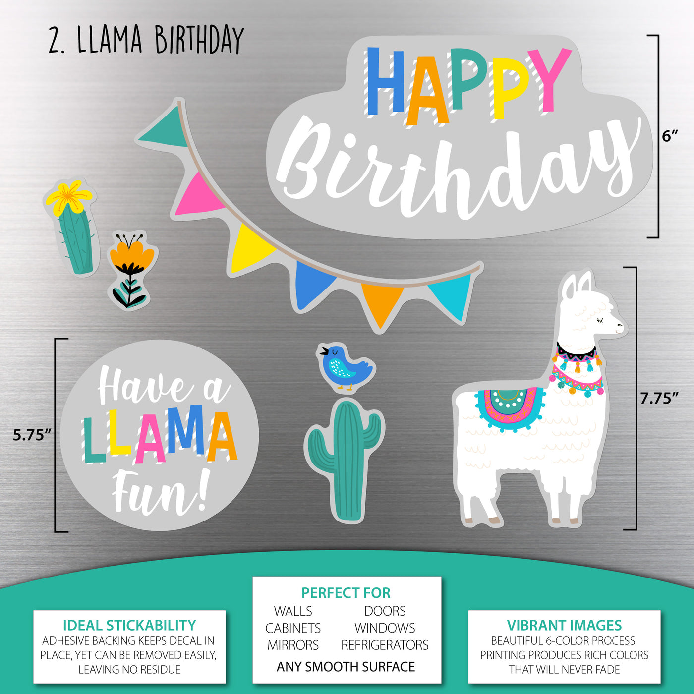 Llama Birthday Sticker Oodle | Reusable!