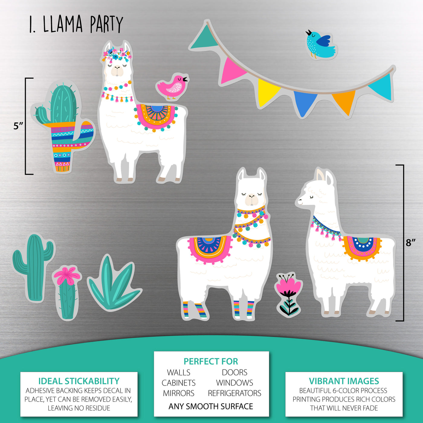 Llama Birthday Sticker Oodle | Reusable!