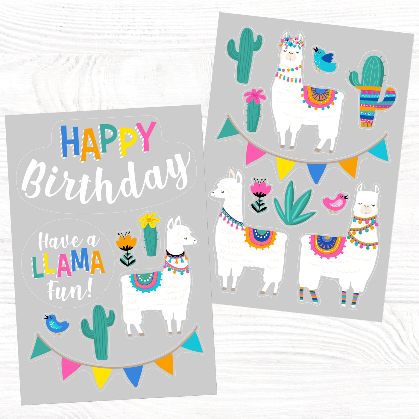 Llama Birthday Sticker Oodle | Reusable!