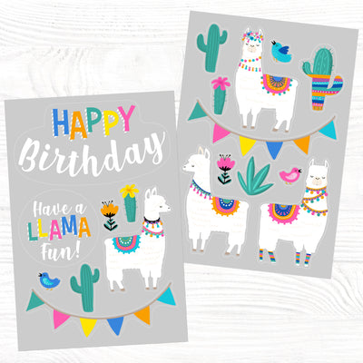 Llama Birthday Sticker Oodle | Reusable!