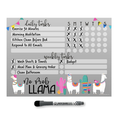 Llama Daily & Weekly Task Tracker Sticker Doodle