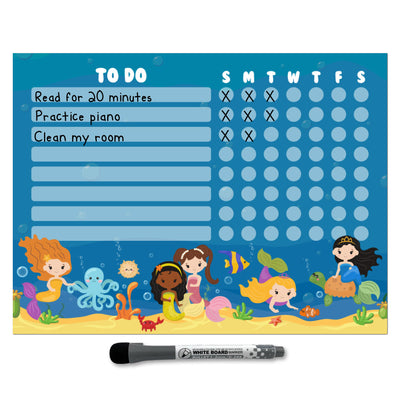 Mermaid Kids Task Chart Sticker Doodles