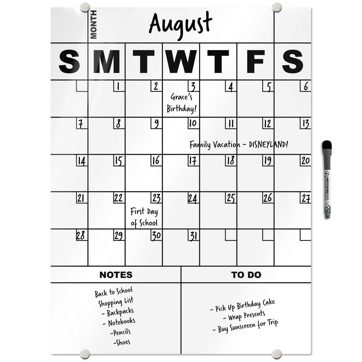 Minimalist Calendar Glassboard