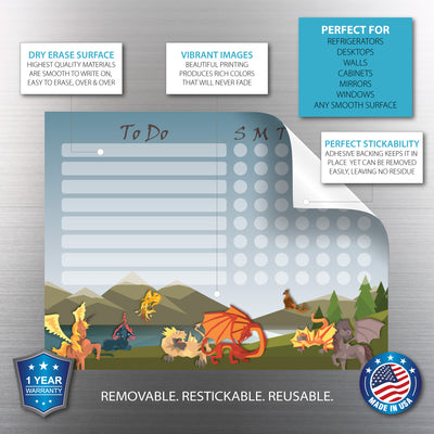 Mythical Creatures Kids Task Chart Sticker Doodles