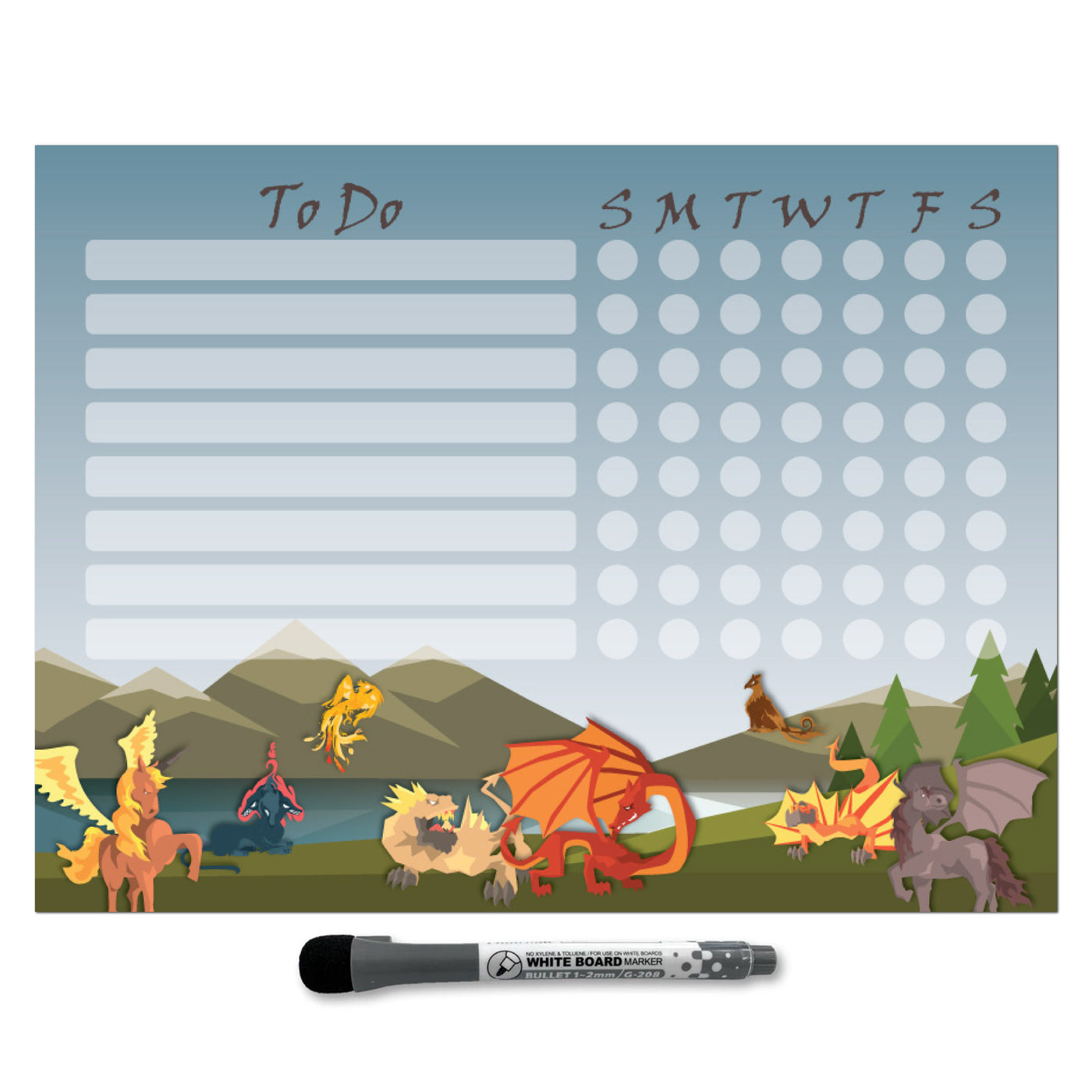 Mythical Creatures Kids Task Chart Sticker Doodles
