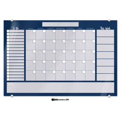 Command Center Calendar in Navy Glassboard