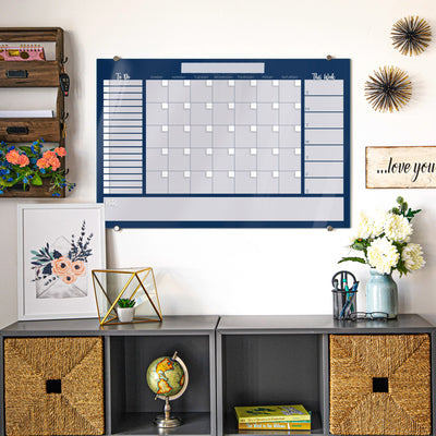 Command Center Calendar in Navy Glassboard