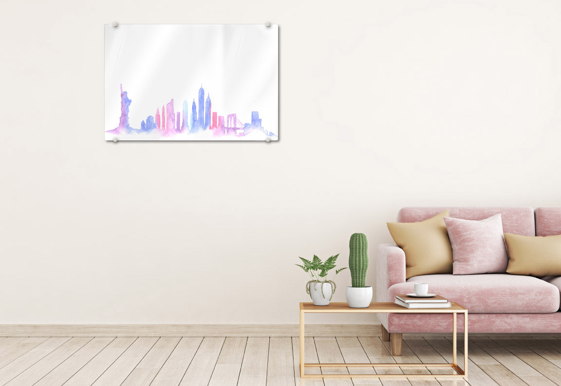 New York Watercolor Glassboard