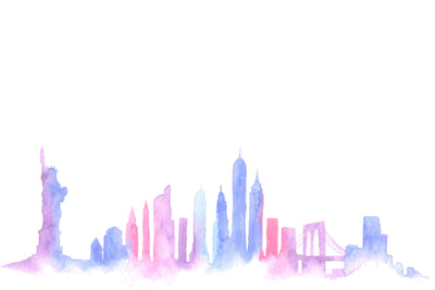 New York Watercolor Glassboard