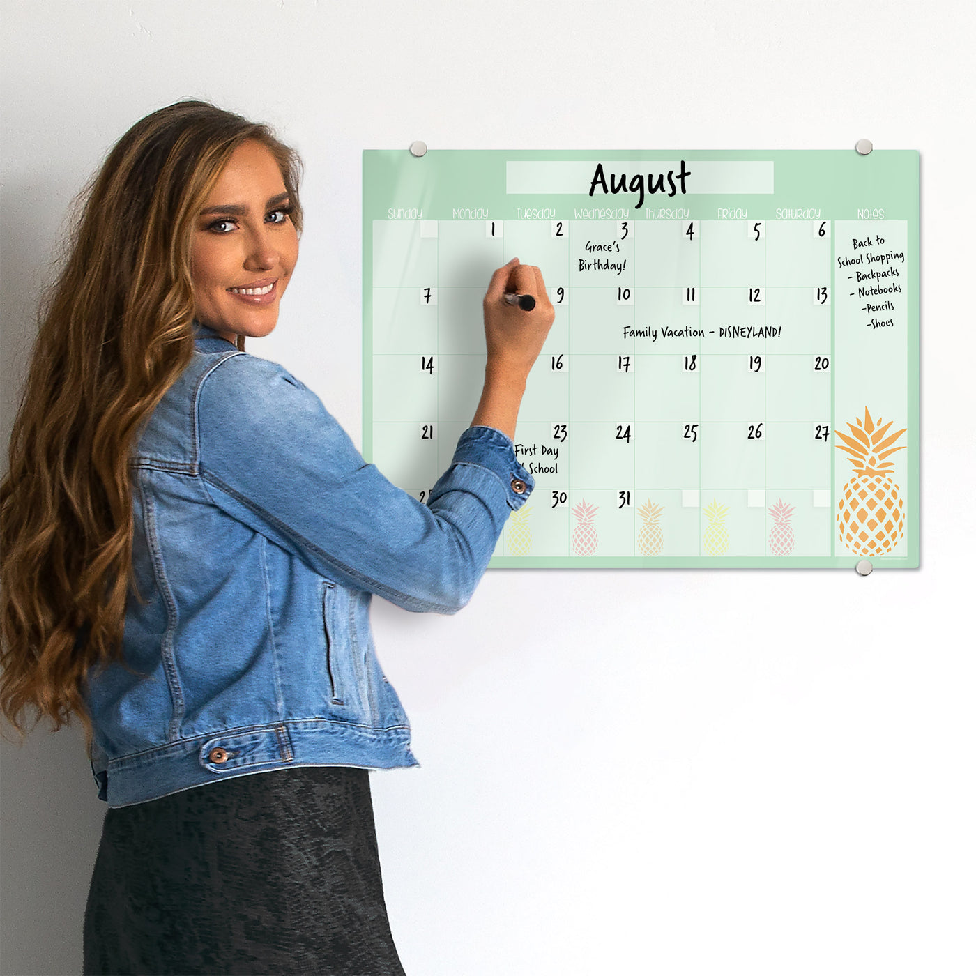 Pineapple Pattern Calendar Glassboard