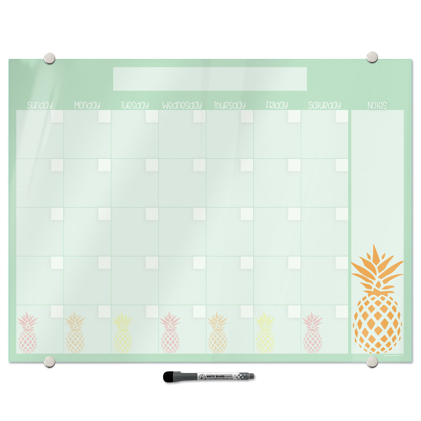Pineapple Pattern Calendar Glassboard