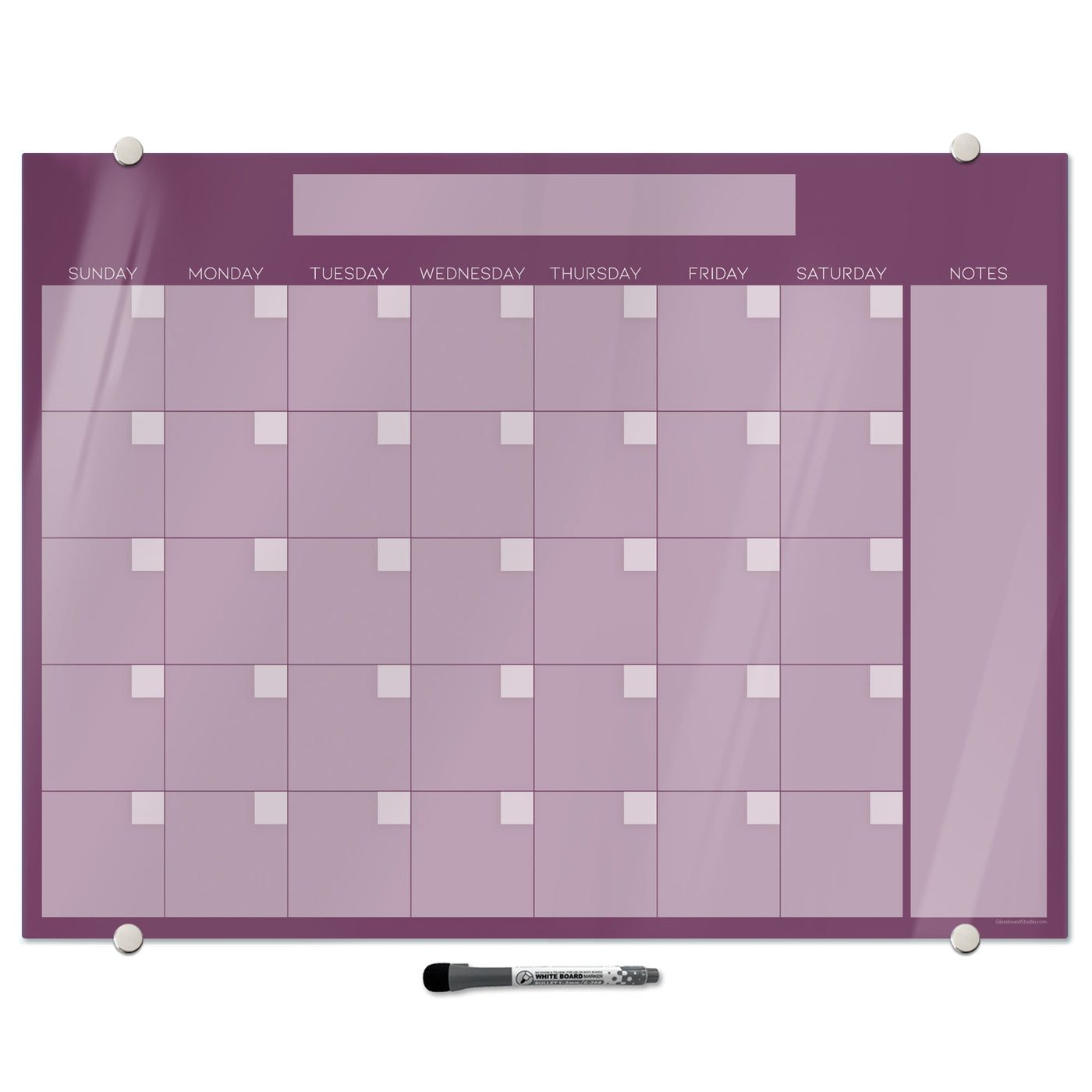 Plum Calendar Glassboard