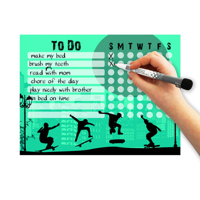 Skateboard Kids Task Chart Sticker Doodles