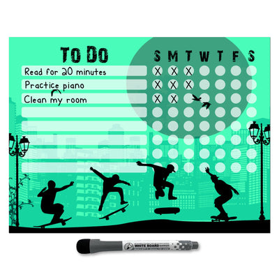Skateboard Kids Task Chart Sticker Doodles