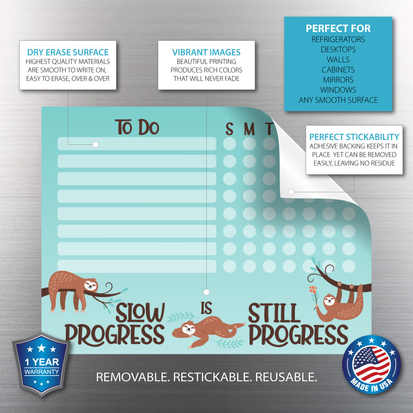 Sloth Kids Task Chart Sticker Doodles