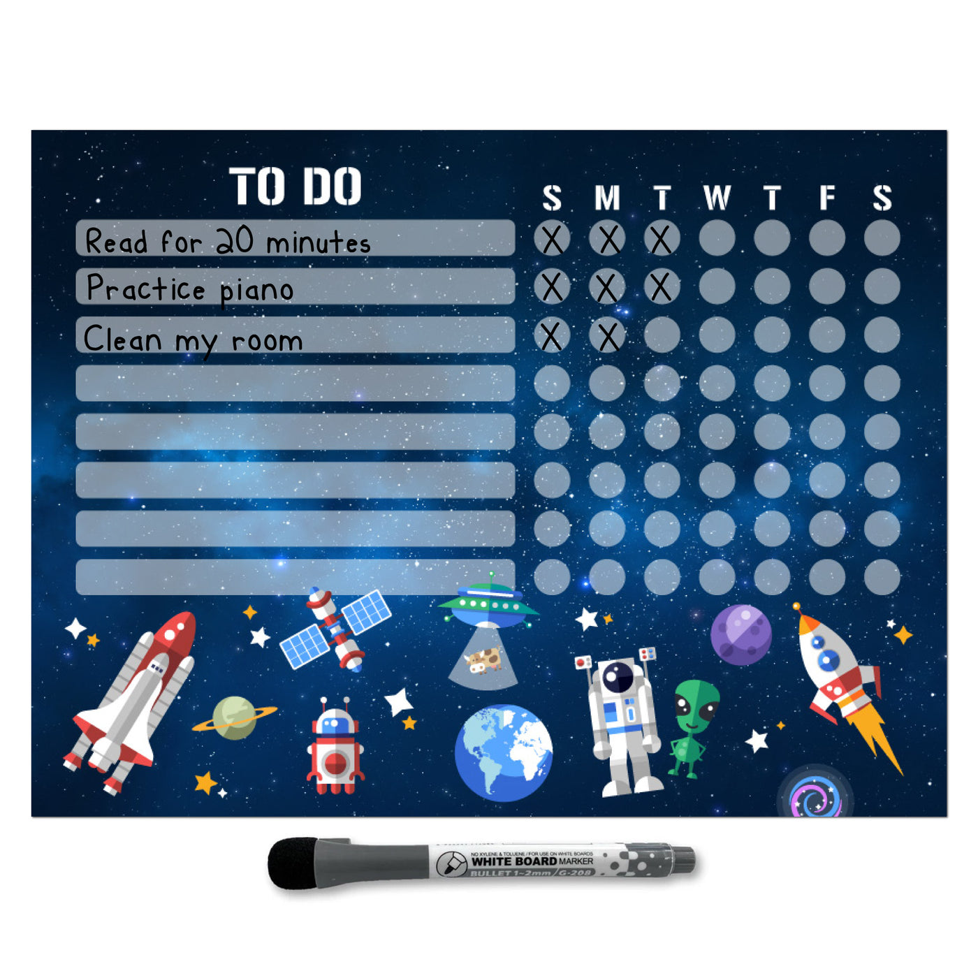 Space Kids Task Chart Sticker Doodles