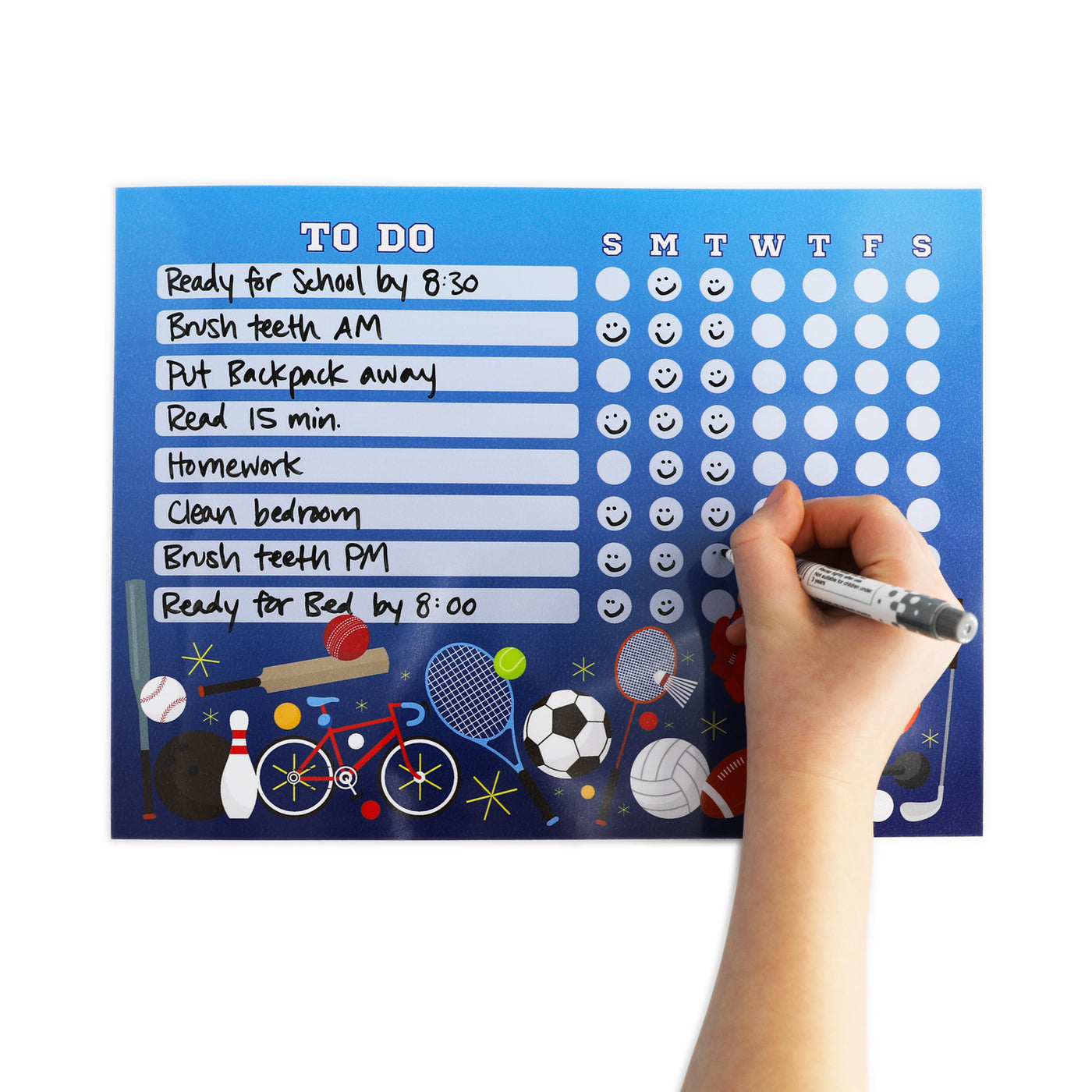 Sports Kids Task Chart Sticker Doodles