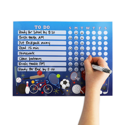 Sports Kids Task Chart Sticker Doodles