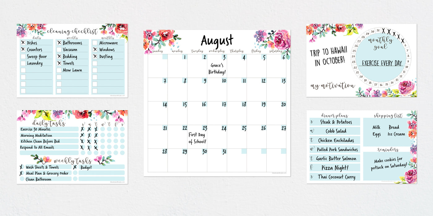 Monthly Calendar Sticker Doodles