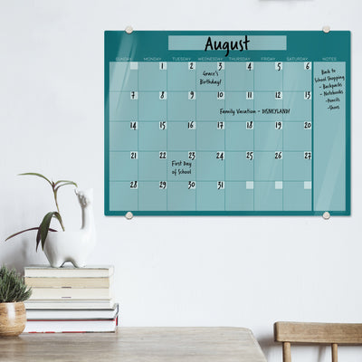 Teal Calendar Glassboard