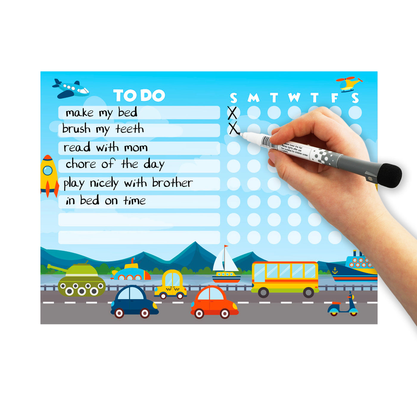 Things That Go Kids Task Chart Sticker Doodles